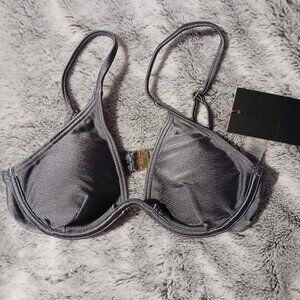 South Beach Women's High Shine Monowire Bikini Top Grey NWT SZ 4